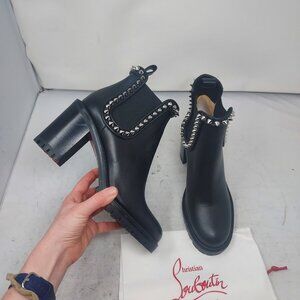 Christian Louboutin Black Spike Stud Capahutta Chelsea Heel Boot